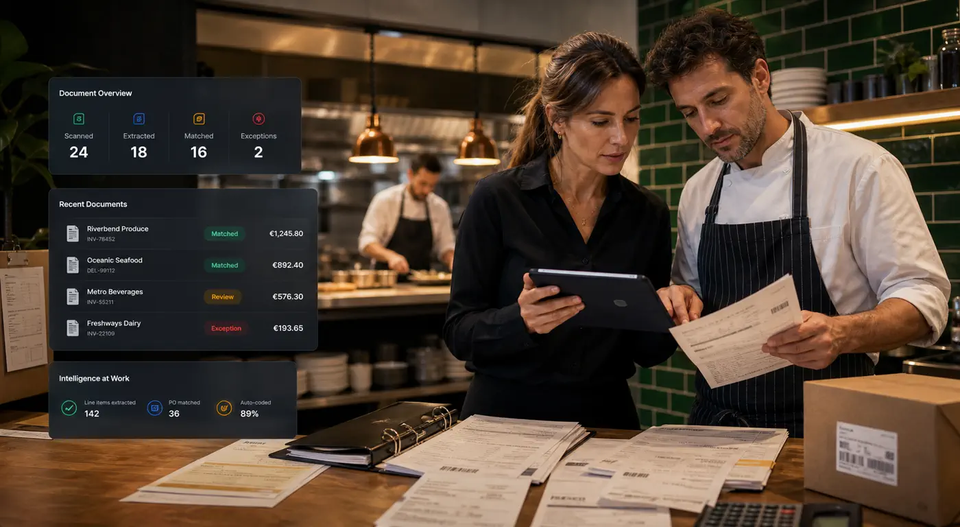 Inntally IntelliFlow AI invoice capture and line matching screen